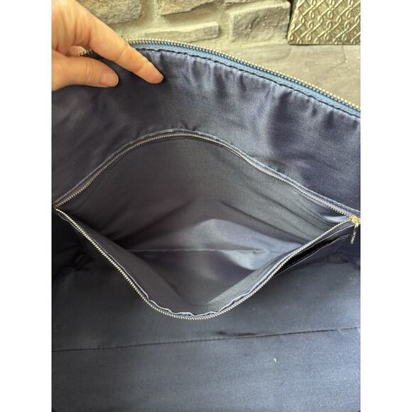 Draper James Chambray Savannah Large Duffle Bag blue white Coastal Resort Travel - Picture 11 of 16